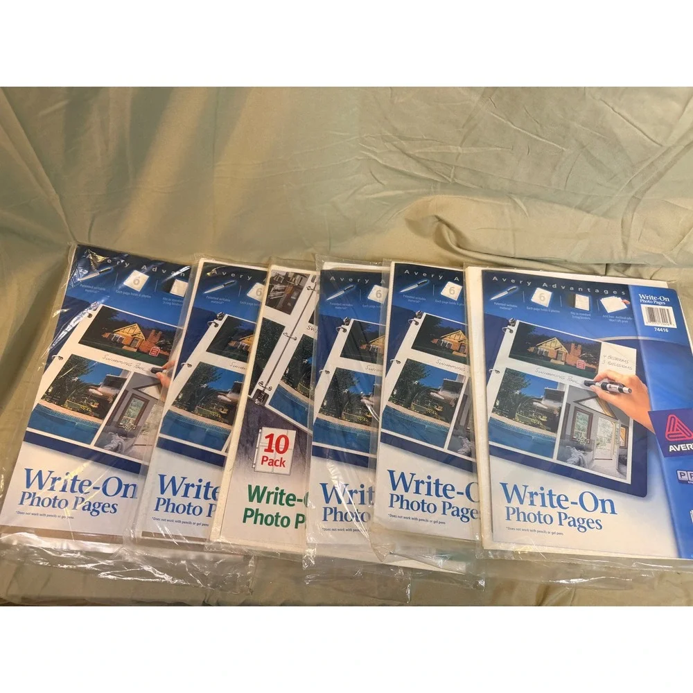 Lot of 6 Avery Write-On Photo Pages 10-Pack 74416 3-Ring Binder Archival 60ct
